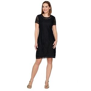 Isaac Mizrahi Women's Black Lace Overlay Pullover Dress